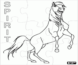 Puzzle of the wild horse Spirit coloring page