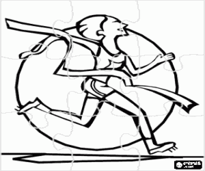 Puzzle of the winner at the finish line coloring page