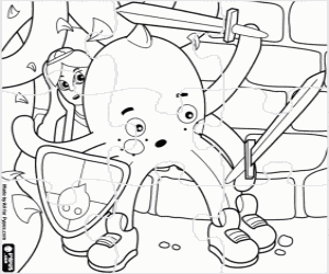 Puzzle with Pypus and the adventures coloring page