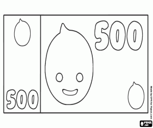 A Pypus 500 banknote coloring page