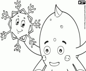 Pypus and a smiling snowflake coloring page