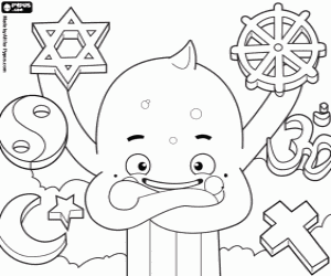 Pypus and the religions coloring page