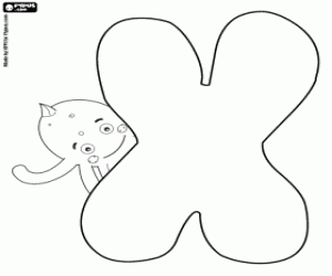 Pypus is behind the letter X coloring page