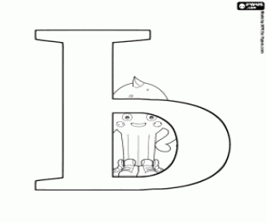 Pypus behind the Russian letter Ь coloring page