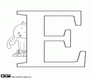 Pypus behind the Russian letter E coloring page