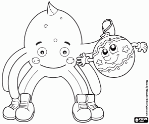 Pypus and a Christmas ball coloring page