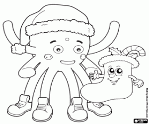Pypus and the Christmas boot coloring page