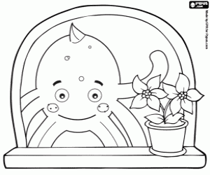 Pypus and the Christmas window coloring page