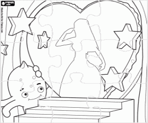 Pypus and a Disney princess puzzle coloring page