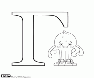Pypus and the Greek letter Gamma coloring page