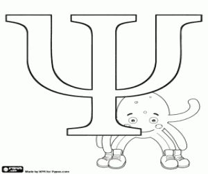 Pypus with the Greek letter Psi, Ψ coloring page
