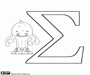 Pypus and the Greek letter Sigma coloring page