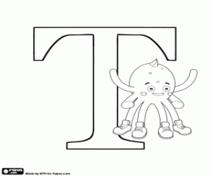 Pypus with the Greek letter Tau, Τ coloring page