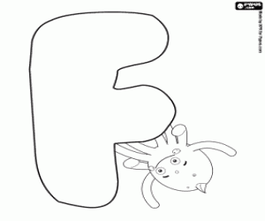 Pypus hanging from the letter F coloring page