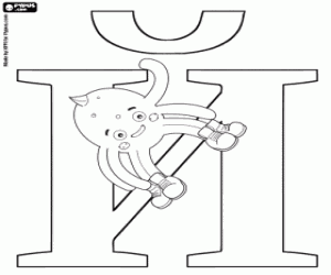 Pypus hanging from the Russian letter Й coloring page