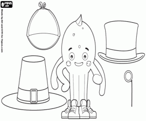 Pypus and the hats coloring page