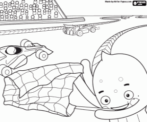 Pypus in a F1 race coloring page