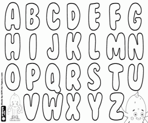 Pypus and Latin alphabet's letters coloring page