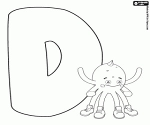 Pypus with the letter D coloring page