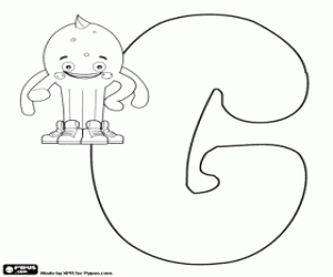 Pypus and the letter G coloring page
