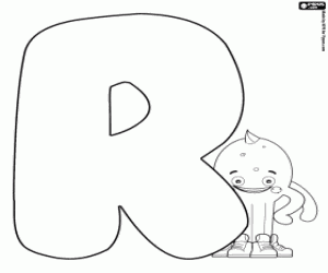 Pypus with the letter R coloring page