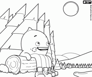 Pypus in middle of nature coloring page