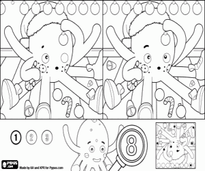 Pypus nd Christmas,eight differences coloring page