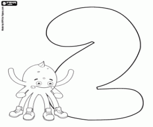 Pypus next to the number two coloring page
