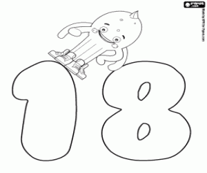 Pypus and the number eighteen coloring page