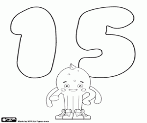 Pypus and the number fifteen coloring page