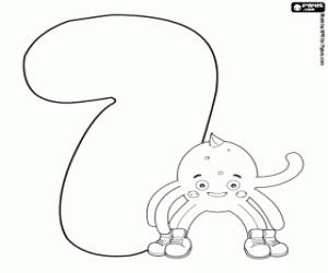 Pypus and number seven coloring page