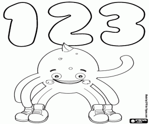 Pypus with the numbers 1, 2 and 3 coloring page