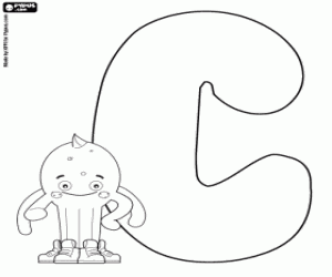 Pypus the Octopus and the letter C coloring page
