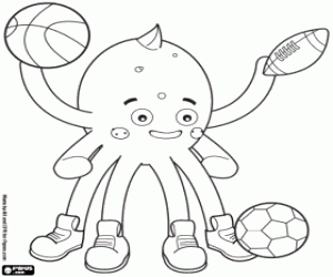 Pypus the octopus loves sports coloring page