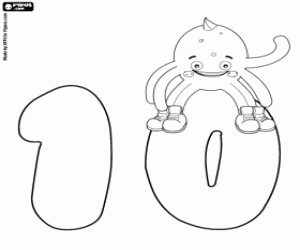 Pypus the octopus and the number ten coloring page
