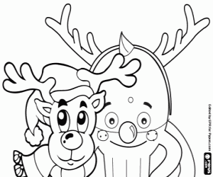 Pypus the octopus and the reindeer coloring page
