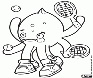 Pypus the octopus, a tennis player coloring page