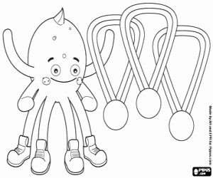 Pypus the octopus with three medals coloring page