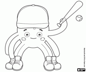 Pypus playing baseball coloring page