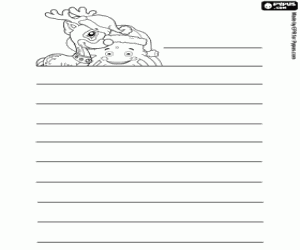 Pypus and reindeer Christmas letter coloring page