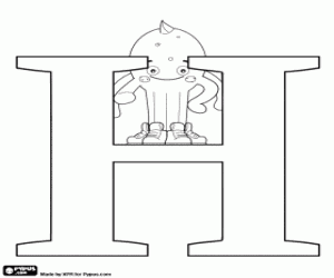 Pypus over the Russian letter Н coloring page