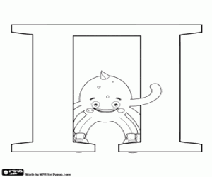 Pypus under the Russian letter П coloring page