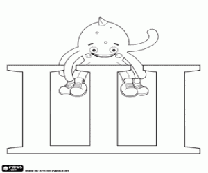 Pypus over the Russian letter Ш coloring page