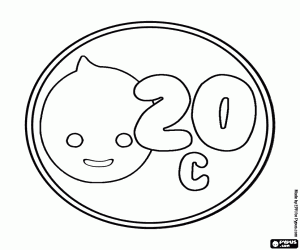 Pypus's 20 c coin coloring page