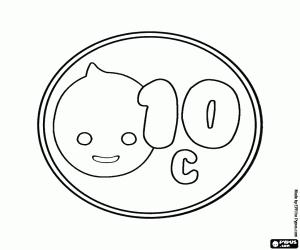 Pypus's coin, 10 cents coloring page