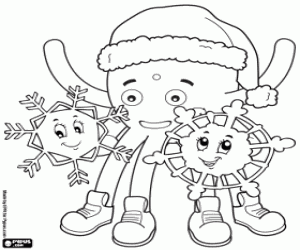 Pypus with Santa hat nd ice crystals coloring page