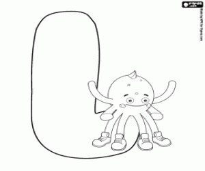 Pypus sitting on the letter L coloring page