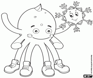 Pypus smiling with an ice crystal coloring page