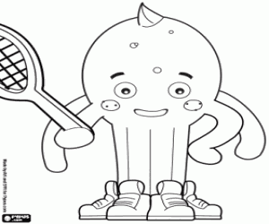 Pypus and a tennis racket coloring page
