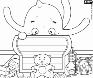 Pypus and its toys box coloring page